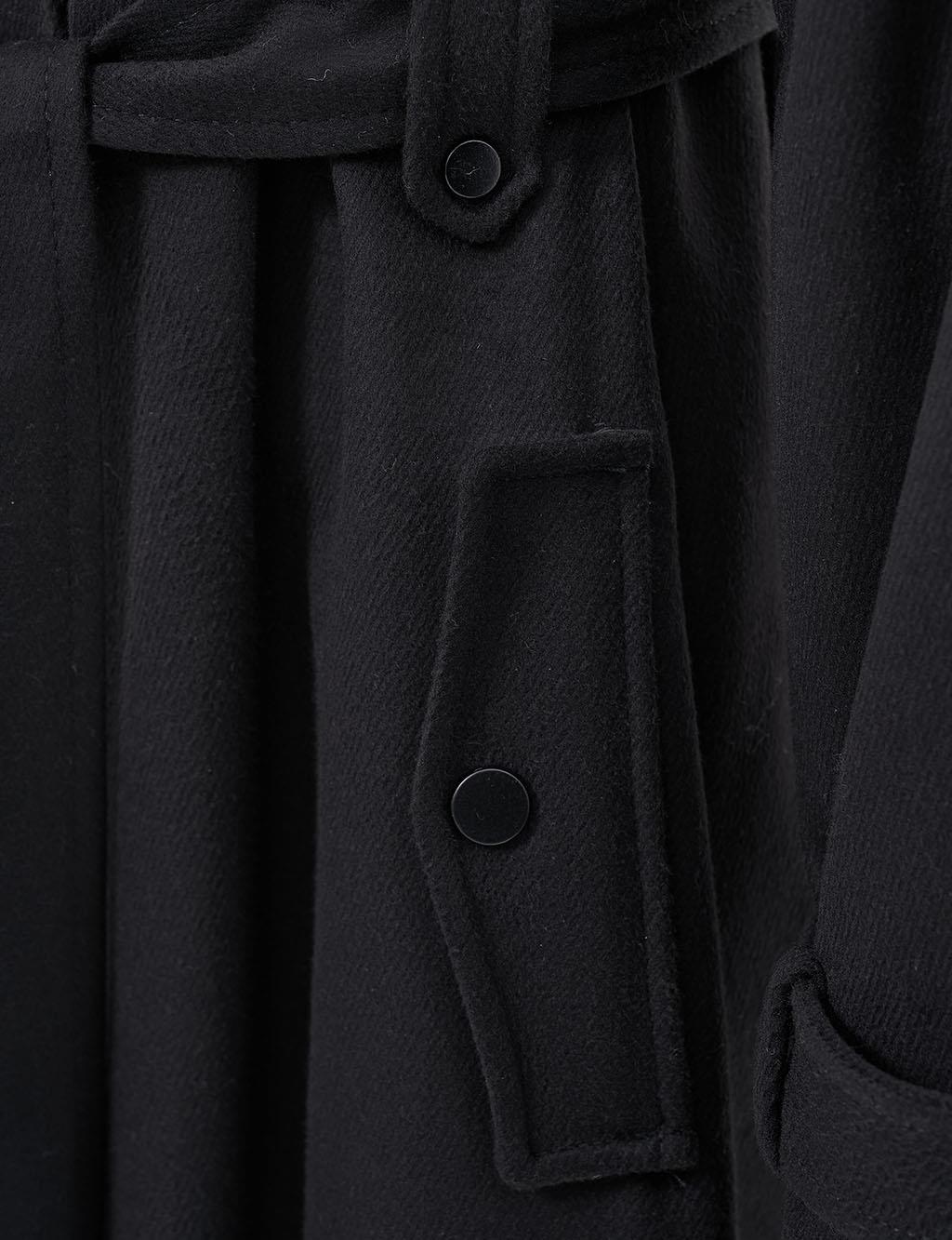 Stand-up Collar Wool Coat in Black