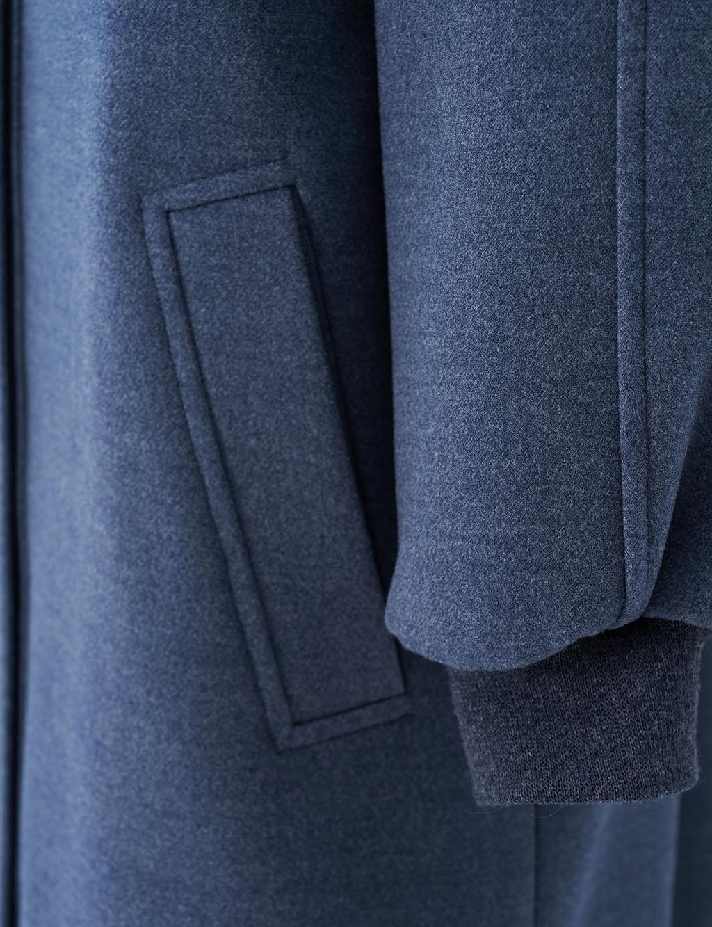 Raglan Sleeve Wool Coat Indigo