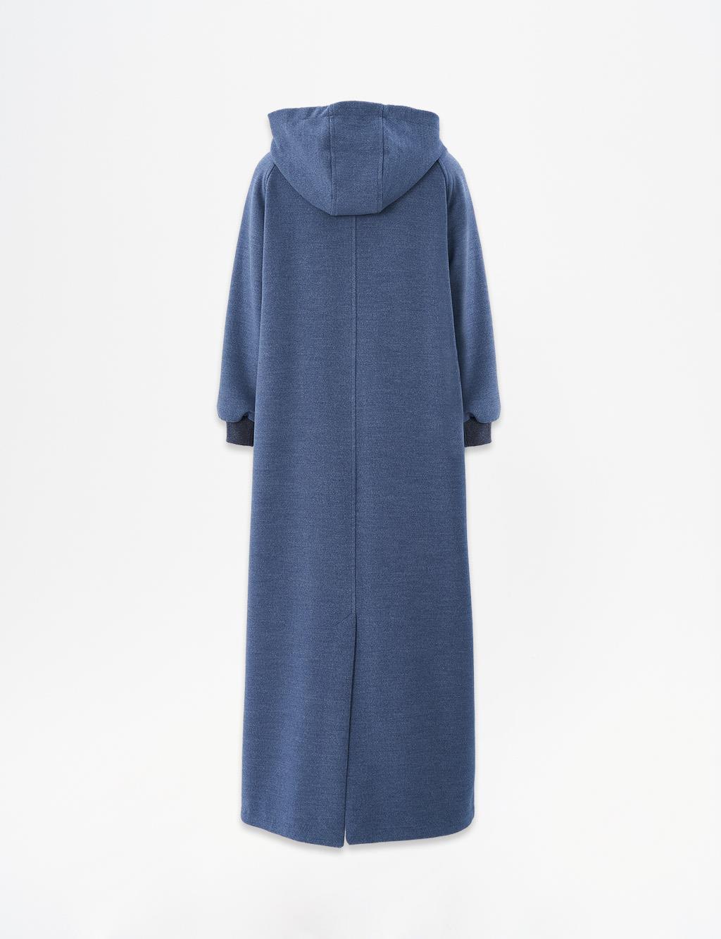 Raglan Sleeve Wool Coat Indigo