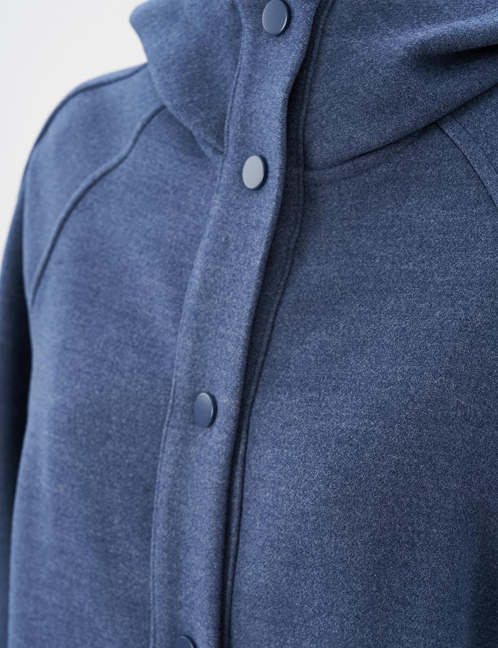 Raglan Sleeve Wool Coat Indigo