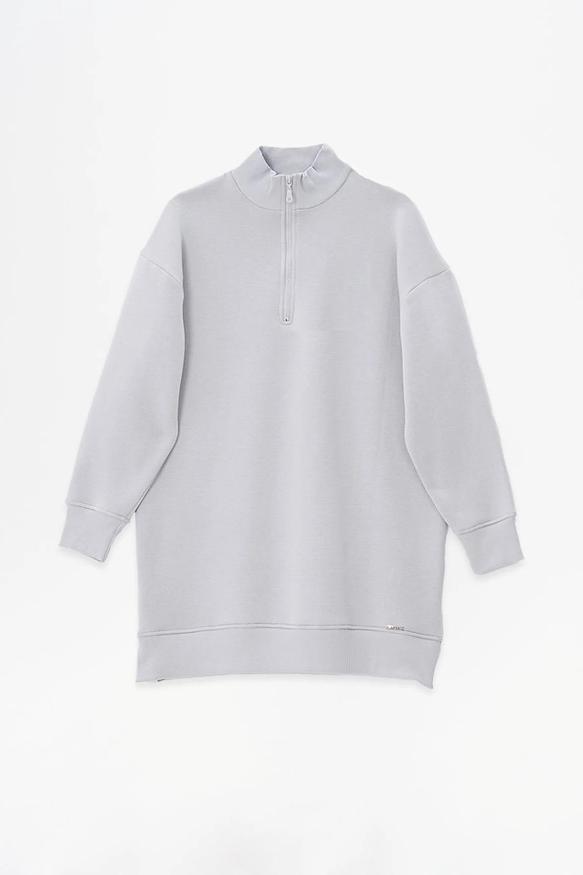 Dropped Shoulder Zippered Sweatshirt in Gray
