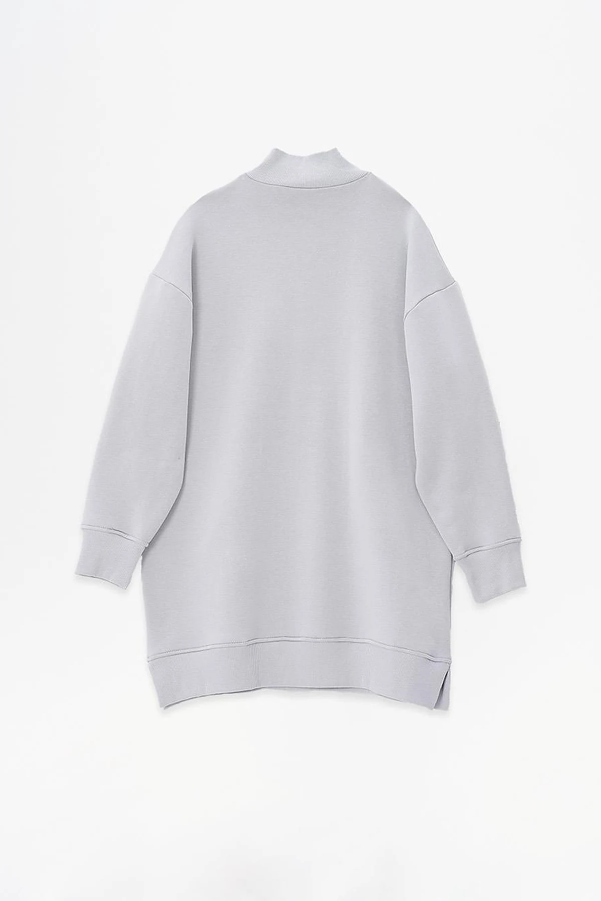 Dropped Shoulder Zippered Sweatshirt in Gray