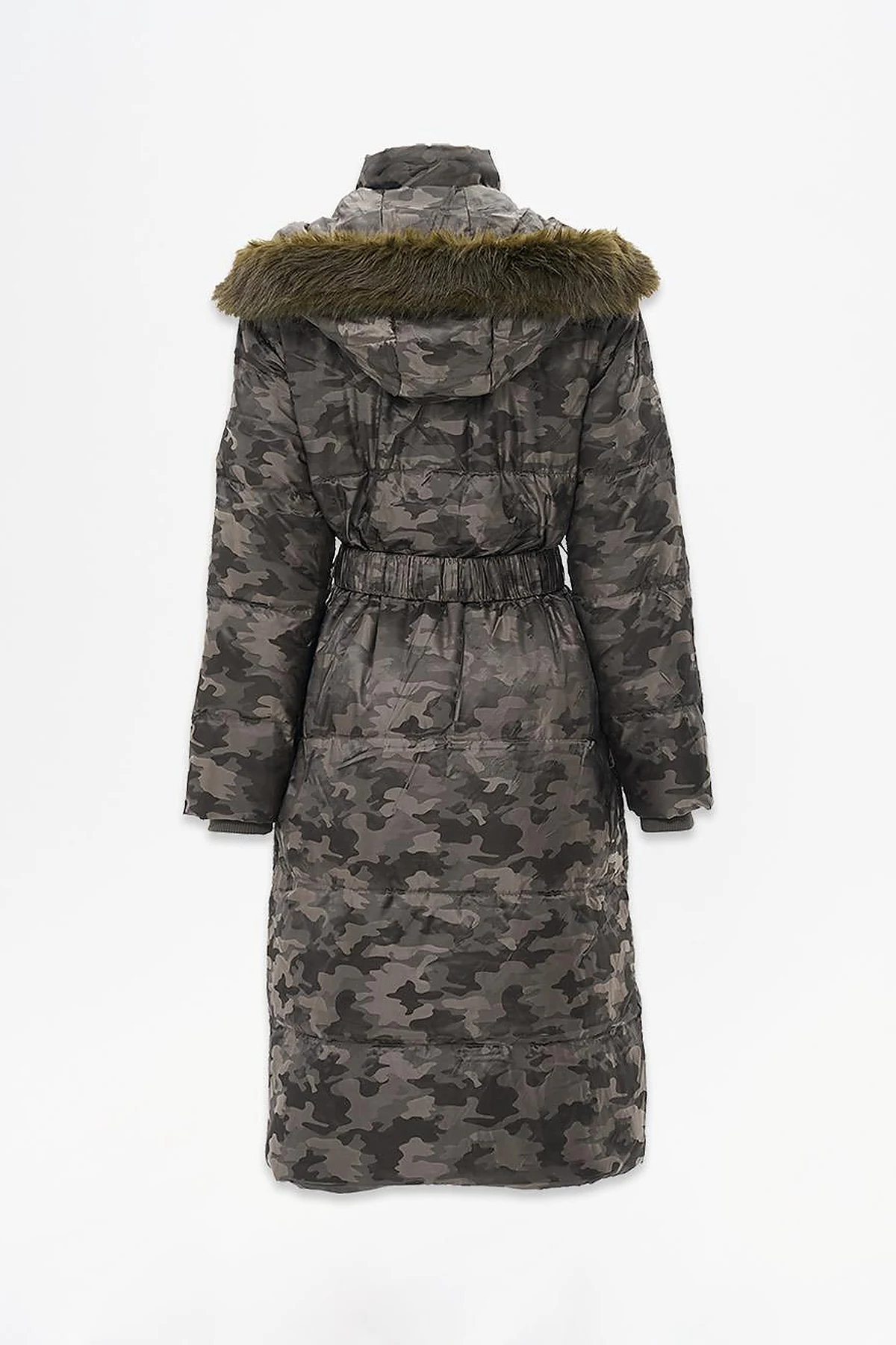Camouflage Pattern Duck Down Coat in Olive Green