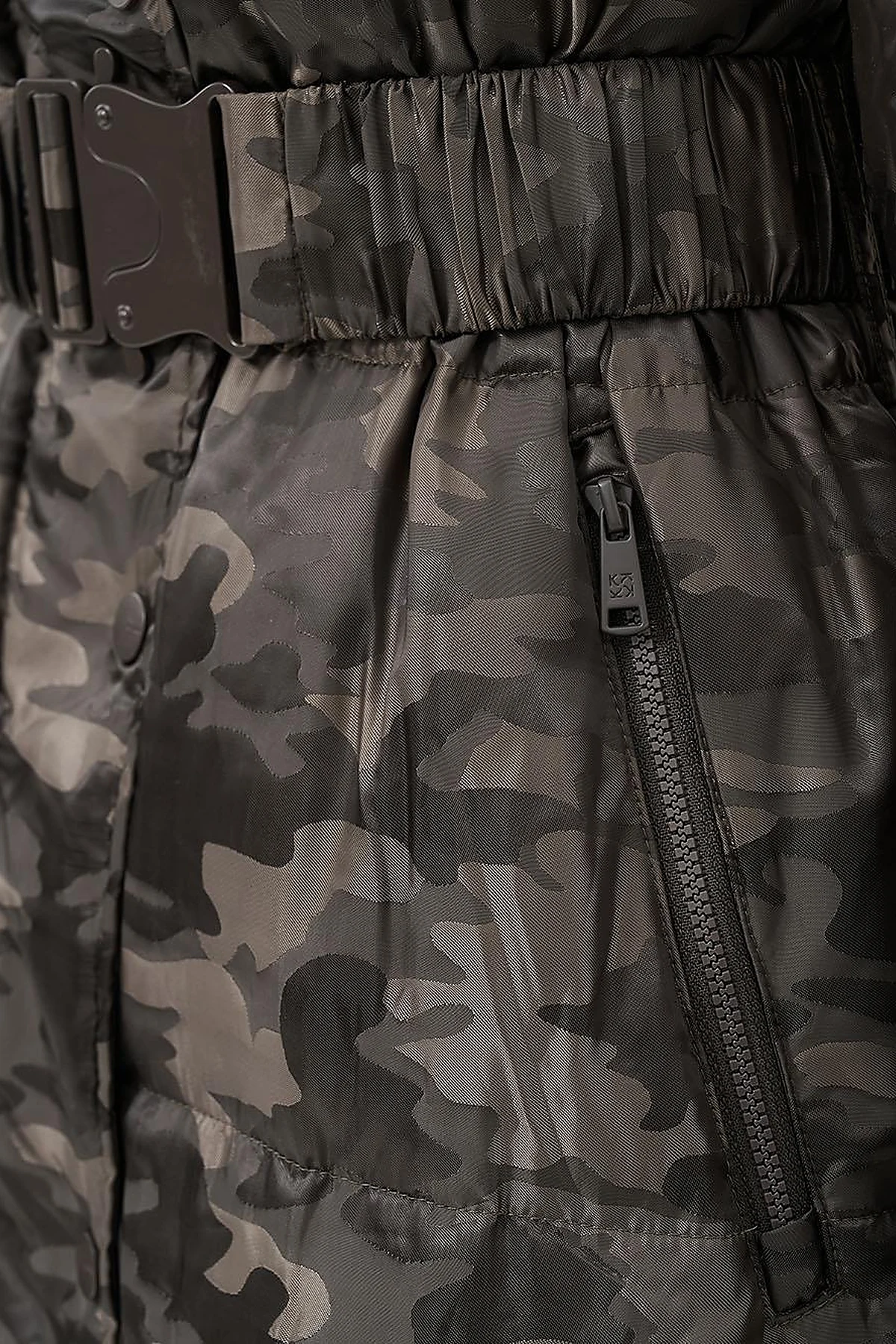 Camouflage Pattern Duck Down Coat in Olive Green