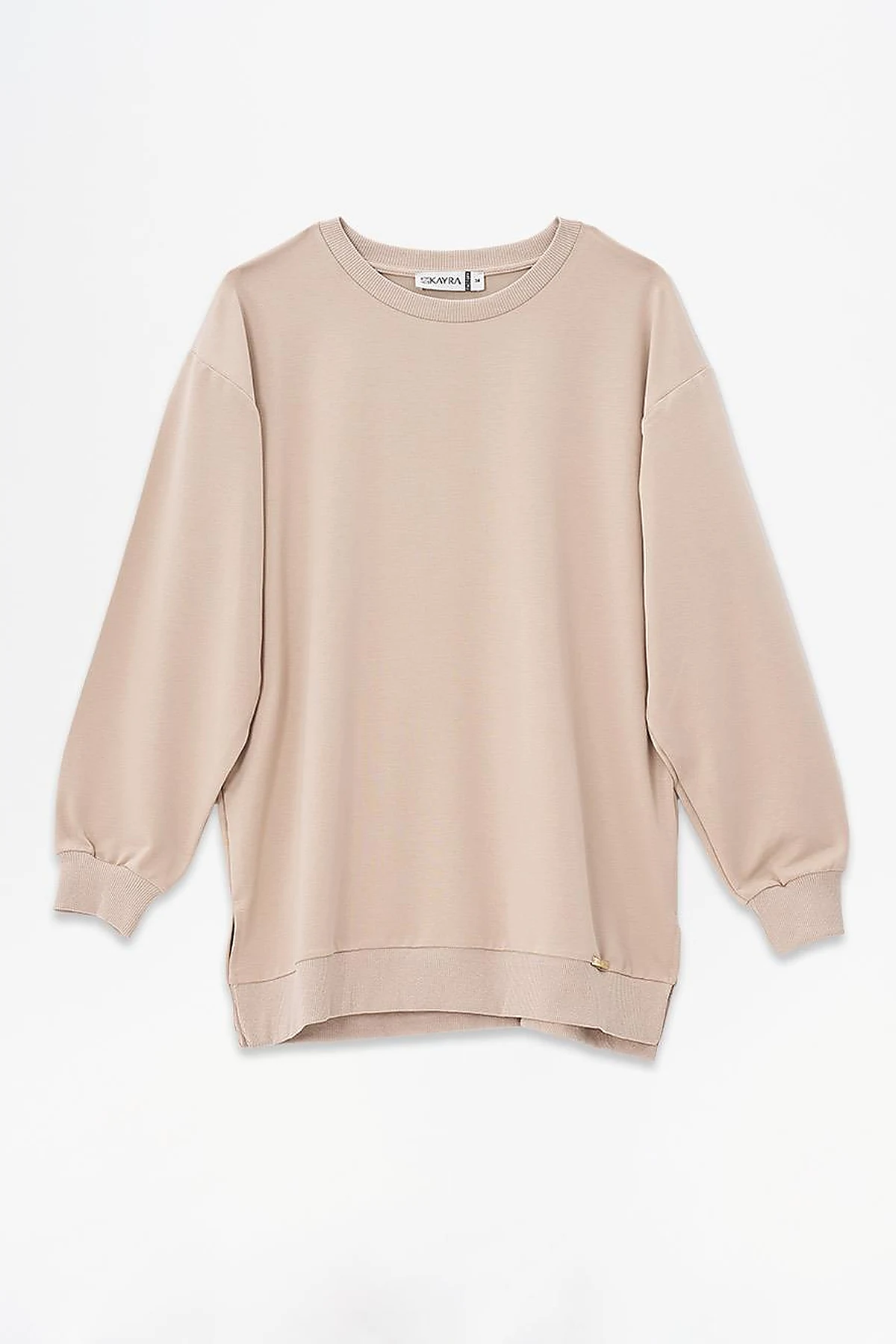 Crew Neck Drop-Shoulder Sweatshirt Beige