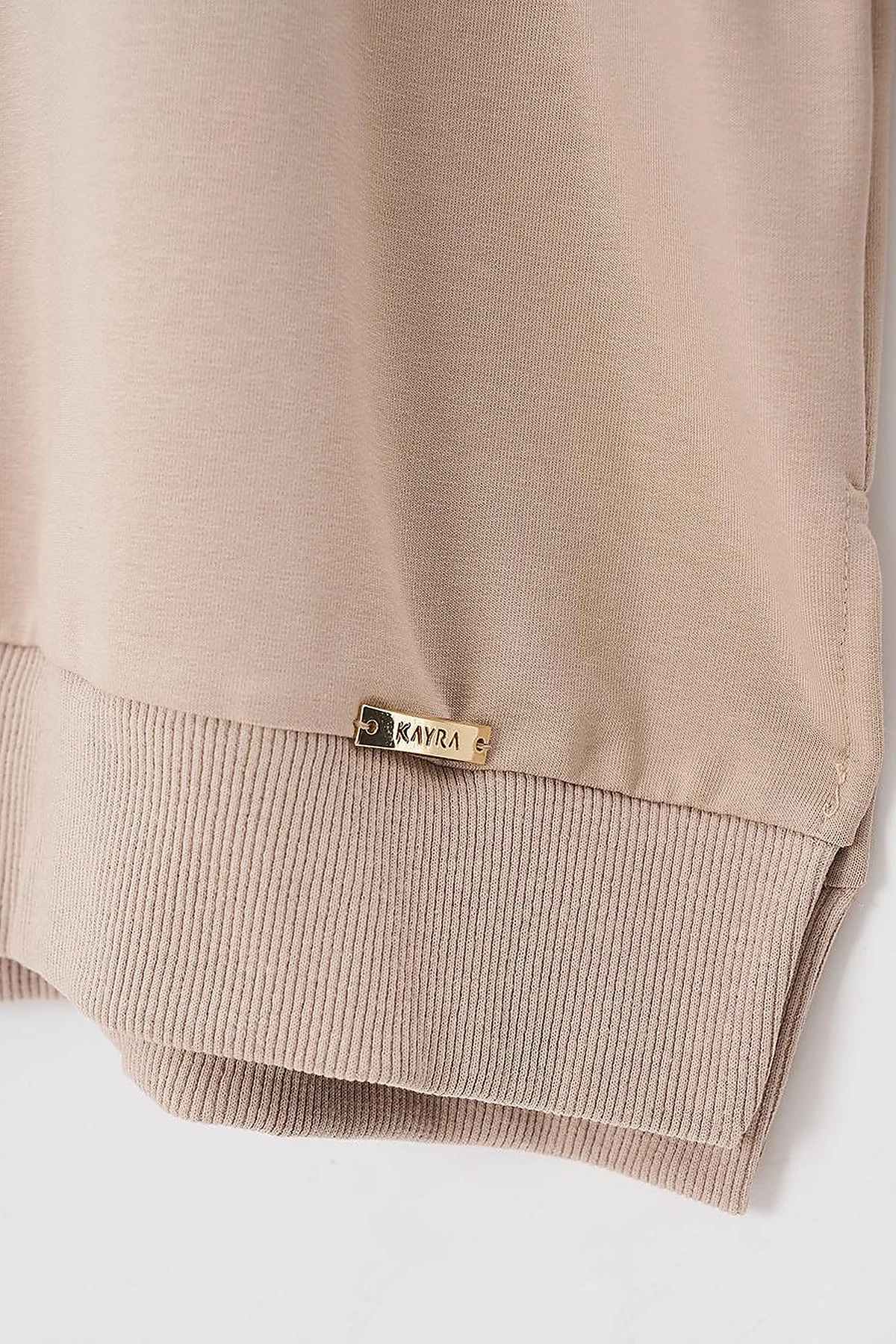 Crew Neck Drop-Shoulder Sweatshirt Beige