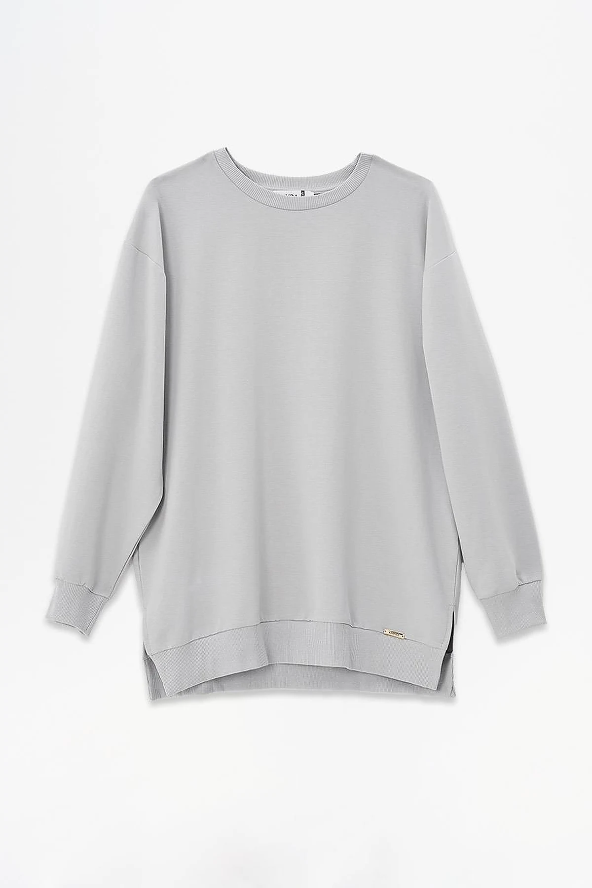 Crew Neck Drop-Shoulder Sweatshirt - Gray