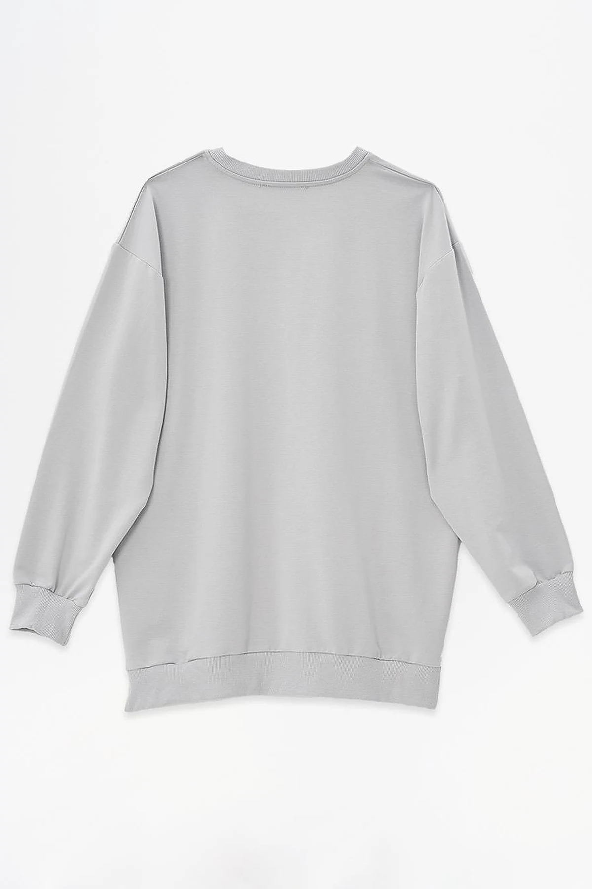 Crew Neck Drop-Shoulder Sweatshirt - Gray