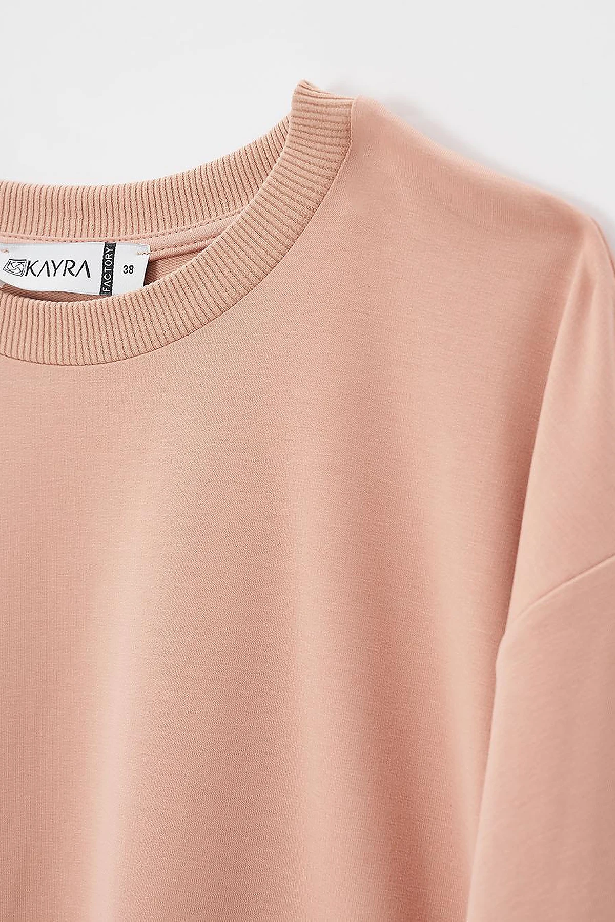 Crew Neck Drop-Shoulder Sweatshirt Salmon