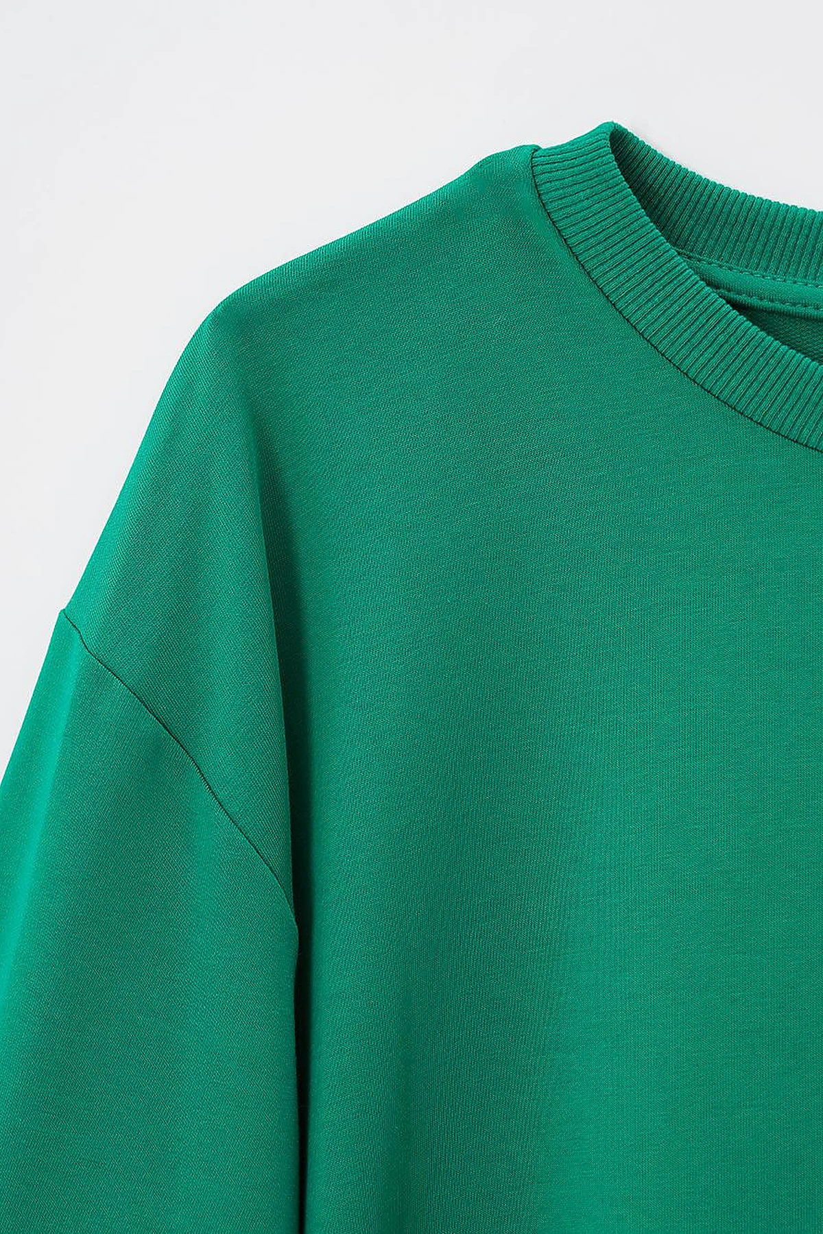 Crew Neck Drop-Shoulder Sweatshirt Green