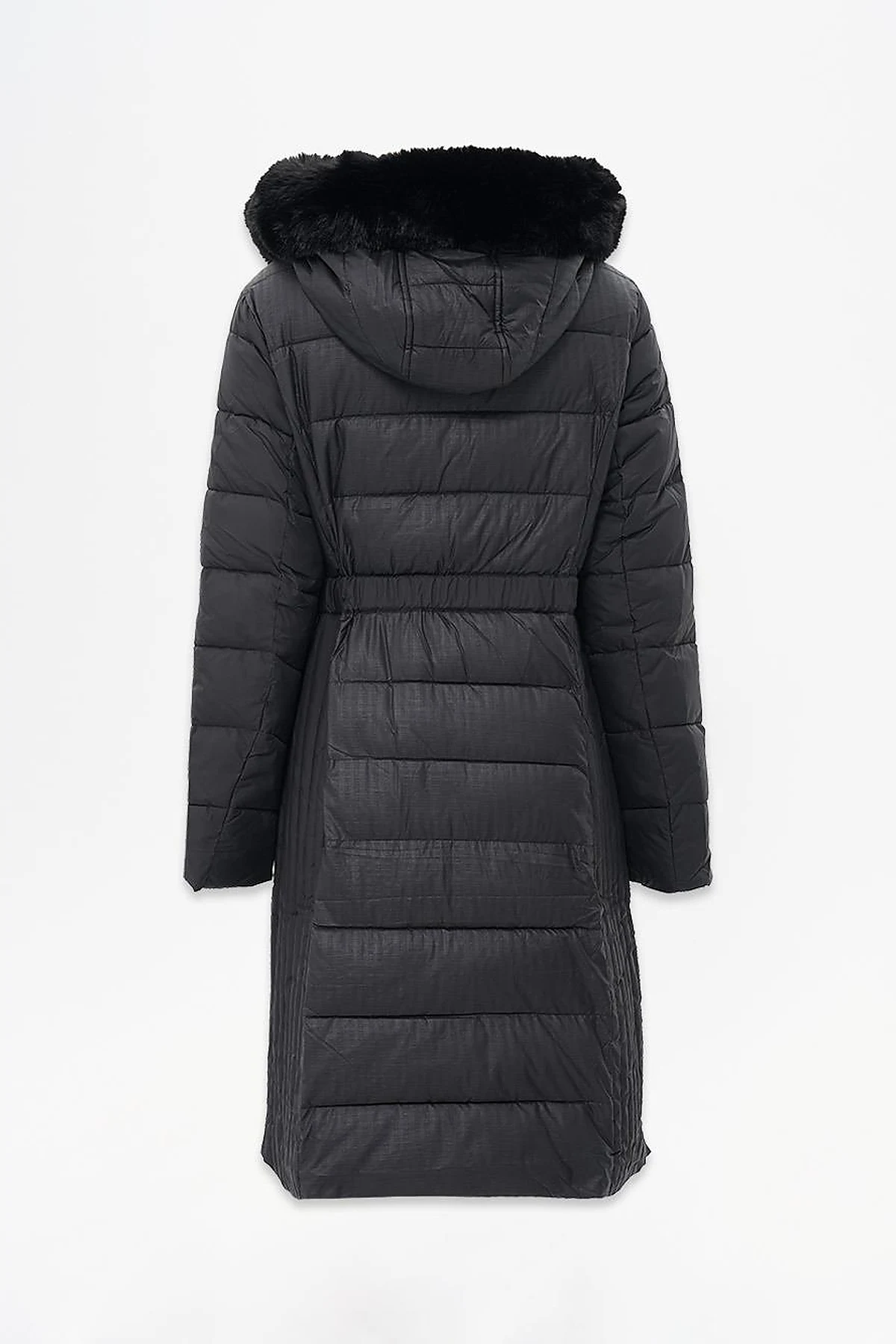 Faux Fur Hooded Anorak Coat in Black