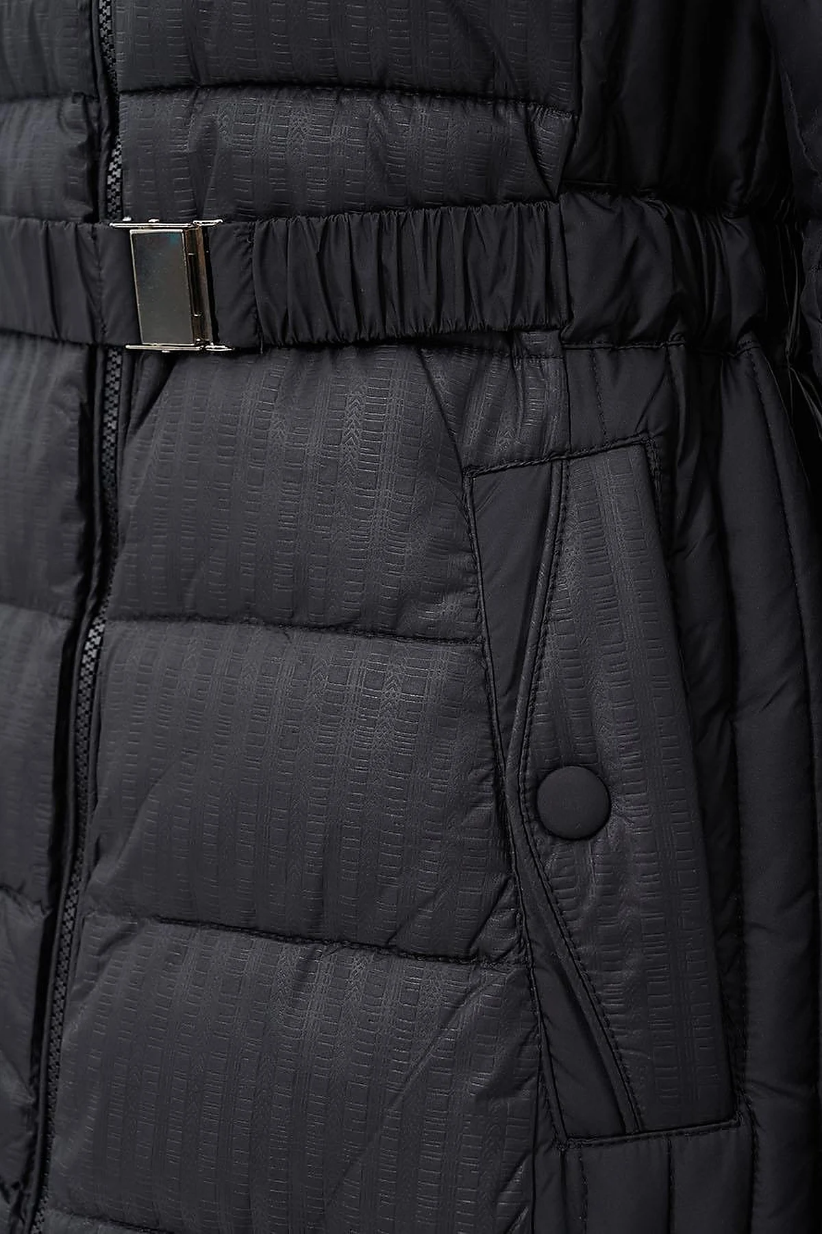 Faux Fur Hooded Anorak Coat in Black