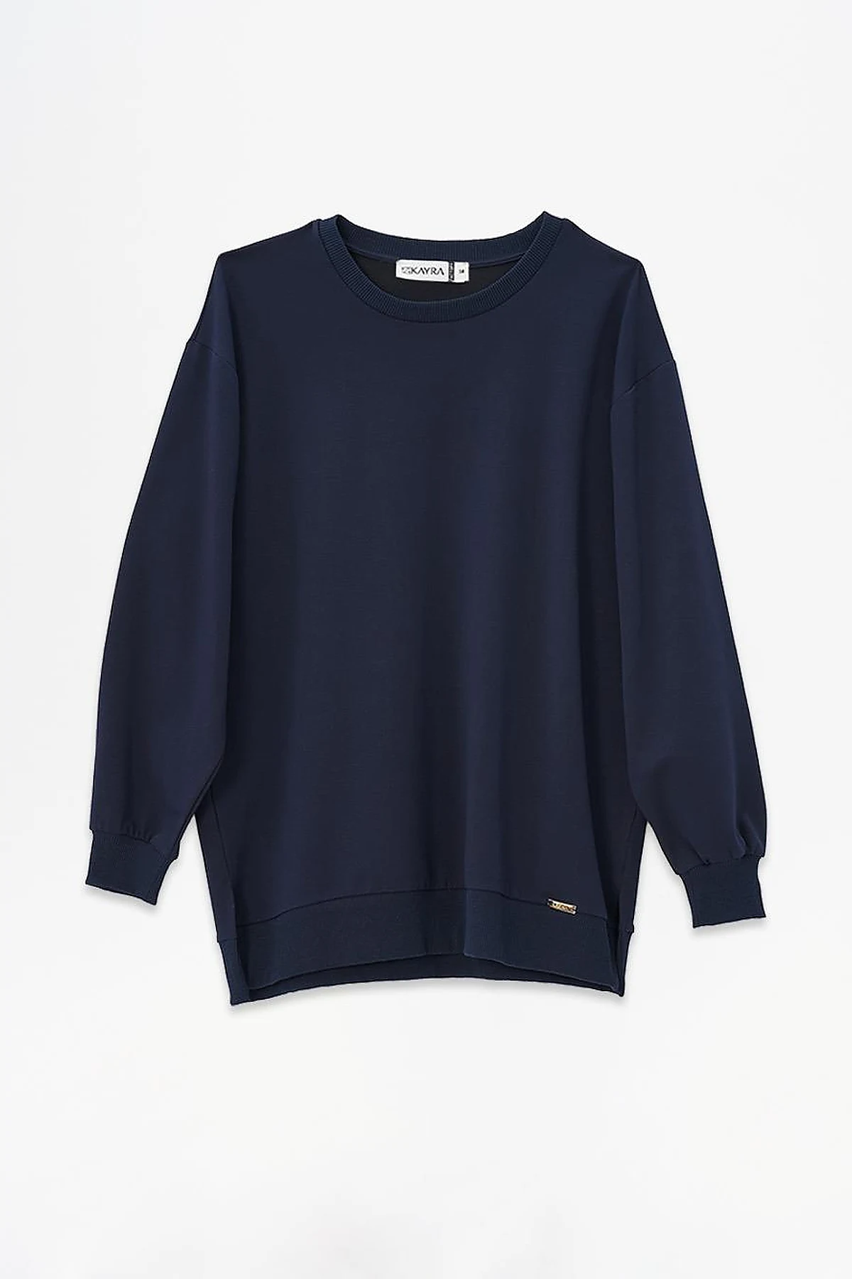 Crew Neck Drop-Shoulder Sweatshirt Navy Blue