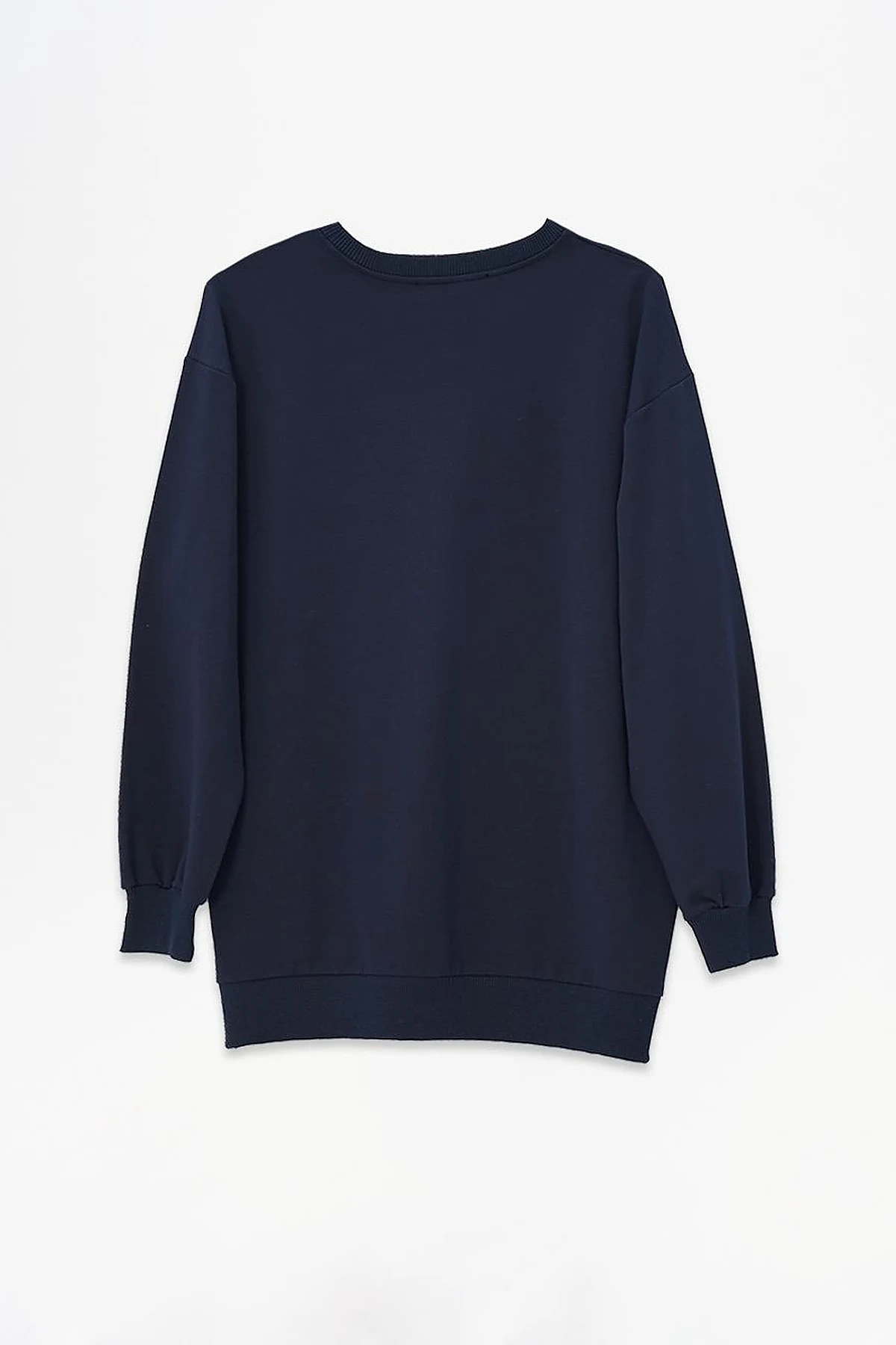 Crew Neck Drop-Shoulder Sweatshirt Navy Blue
