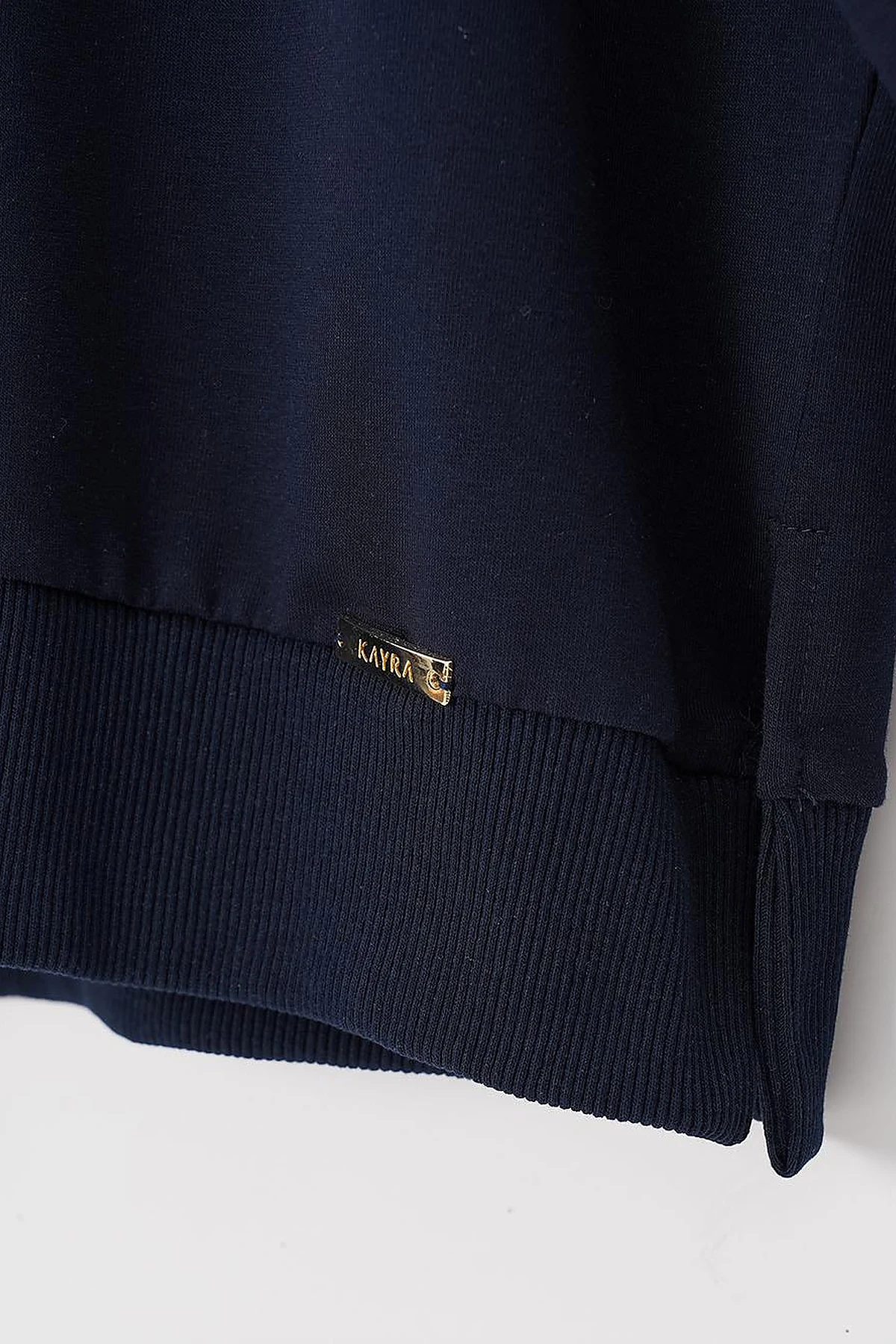 Crew Neck Drop-Shoulder Sweatshirt Navy Blue
