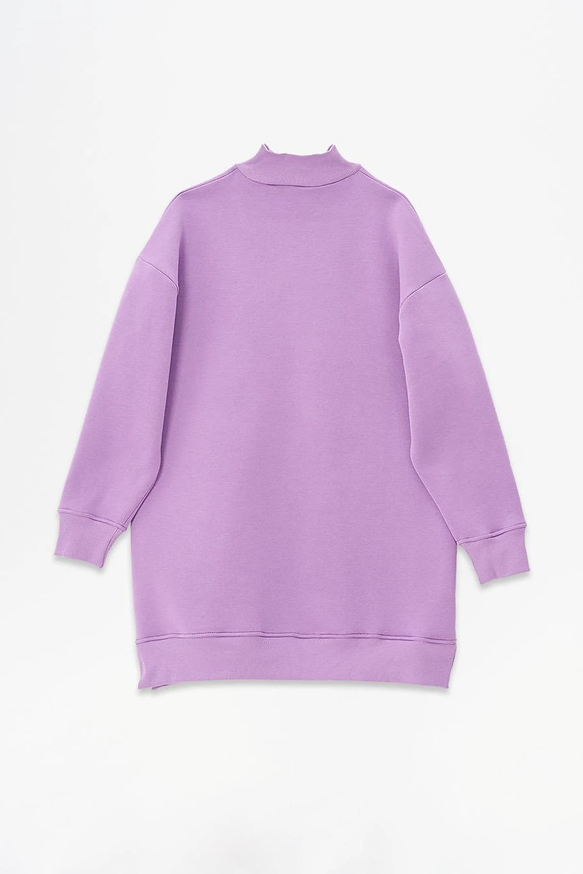 Dropped Shoulder Zippered Sweatshirt in Purple