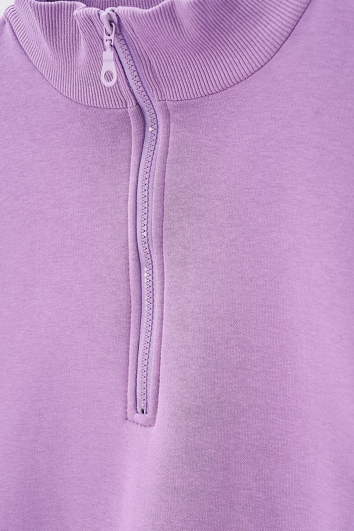 Dropped Shoulder Zippered Sweatshirt in Purple