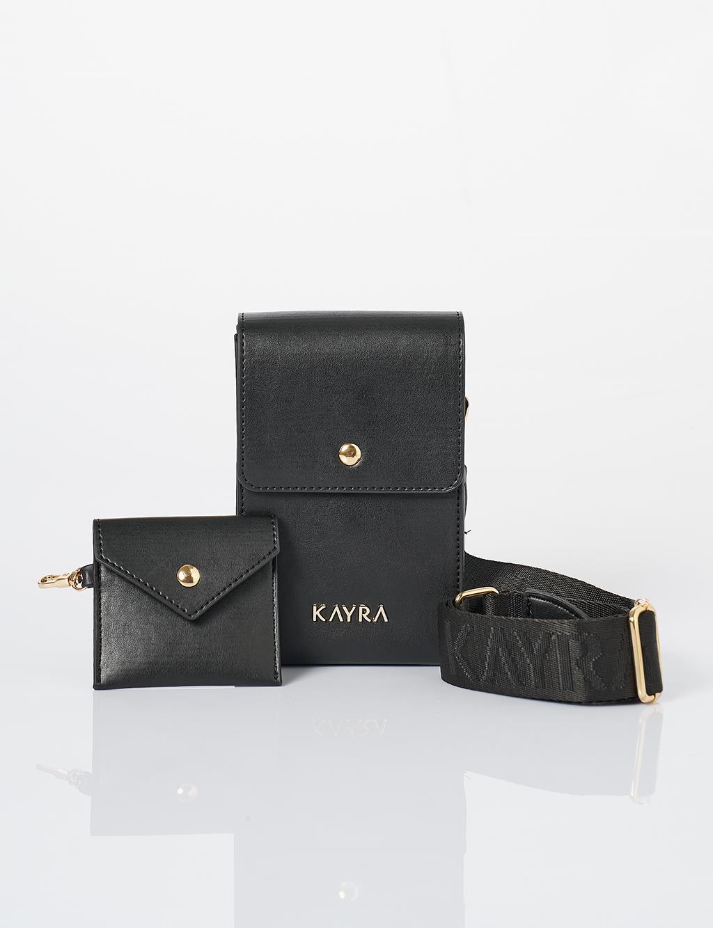 Wallet Bag with a Keychain Black