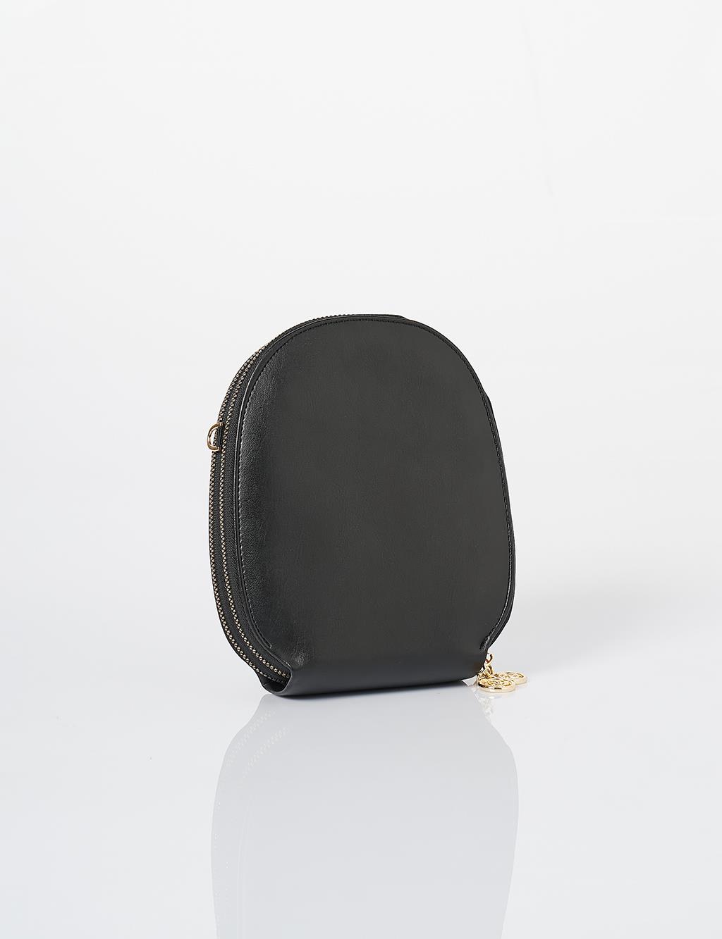 Chain Strap Round Shape Bag Black