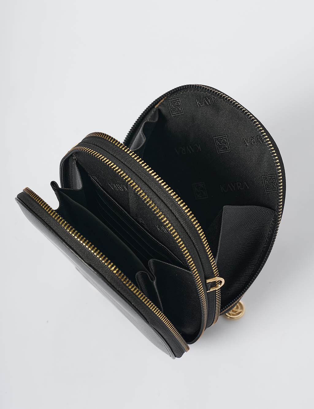 Chain Strap Round Shape Bag Black