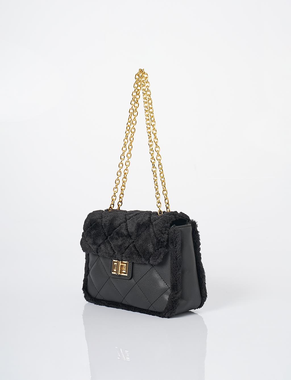 Covered Plush Bag Black