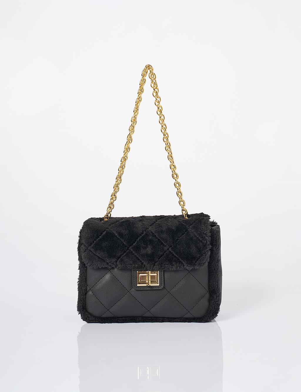 Covered Plush Bag Black