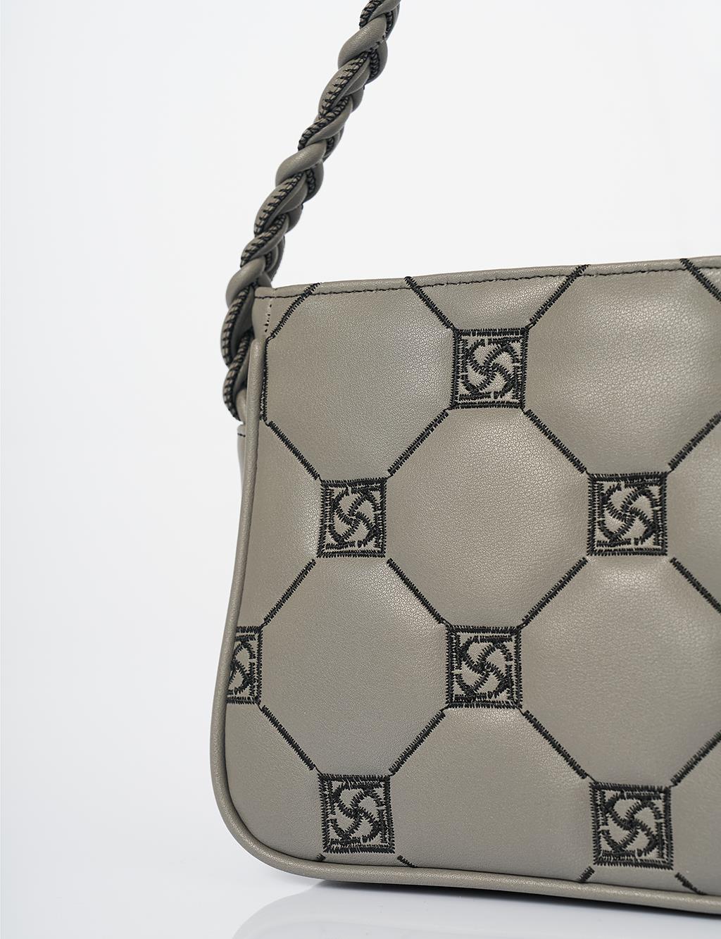 K Logo Shoulder Bag Gray