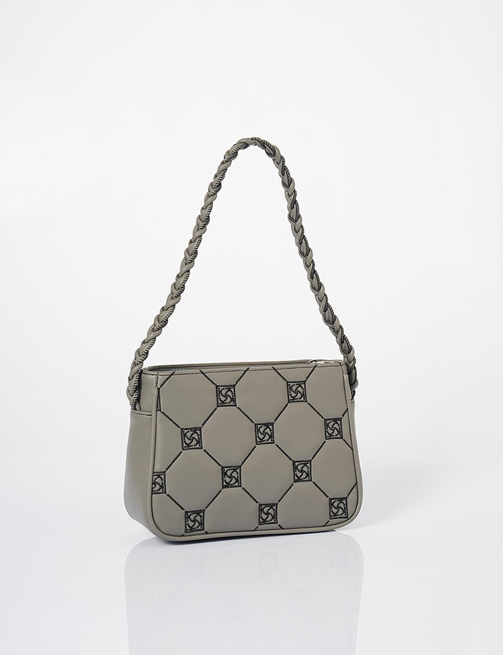 K Logo Shoulder Bag Gray