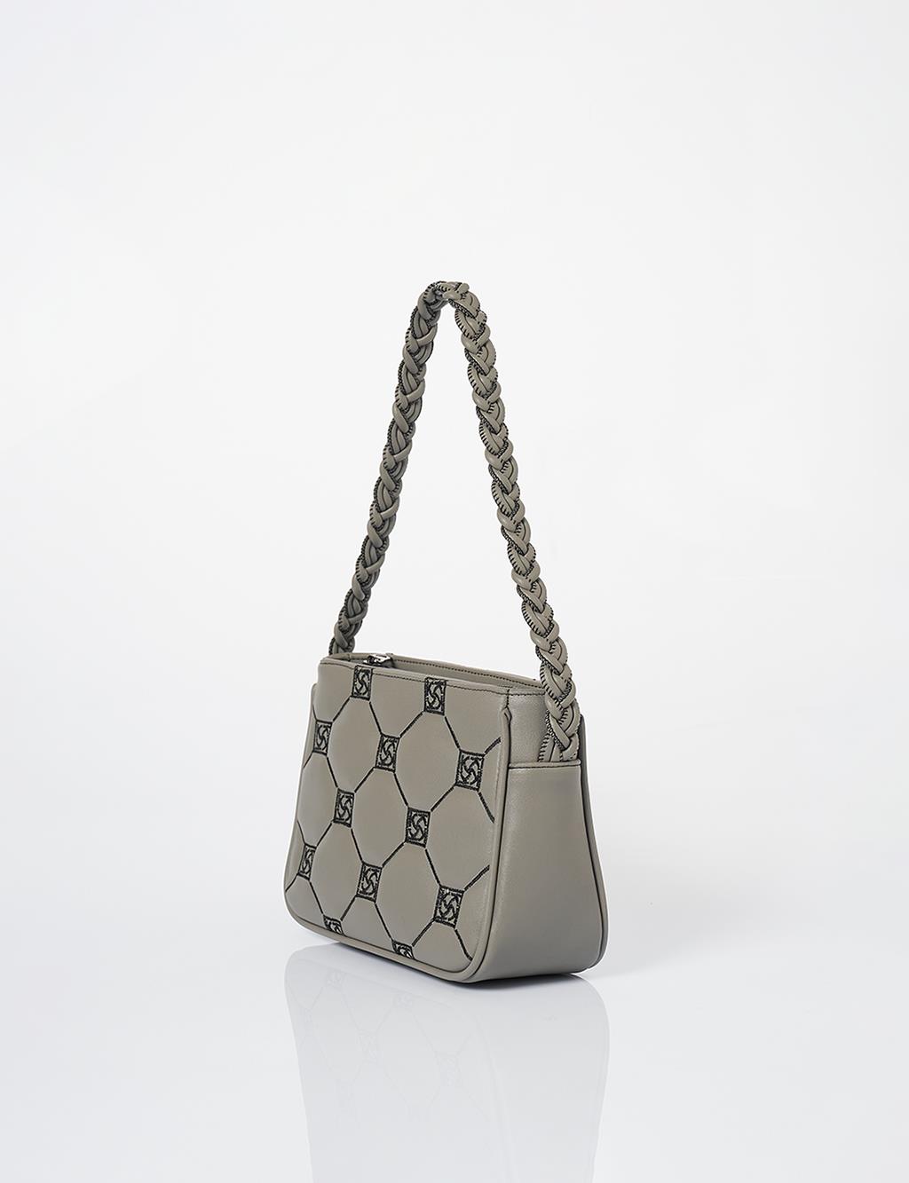 K Logo Shoulder Bag Gray