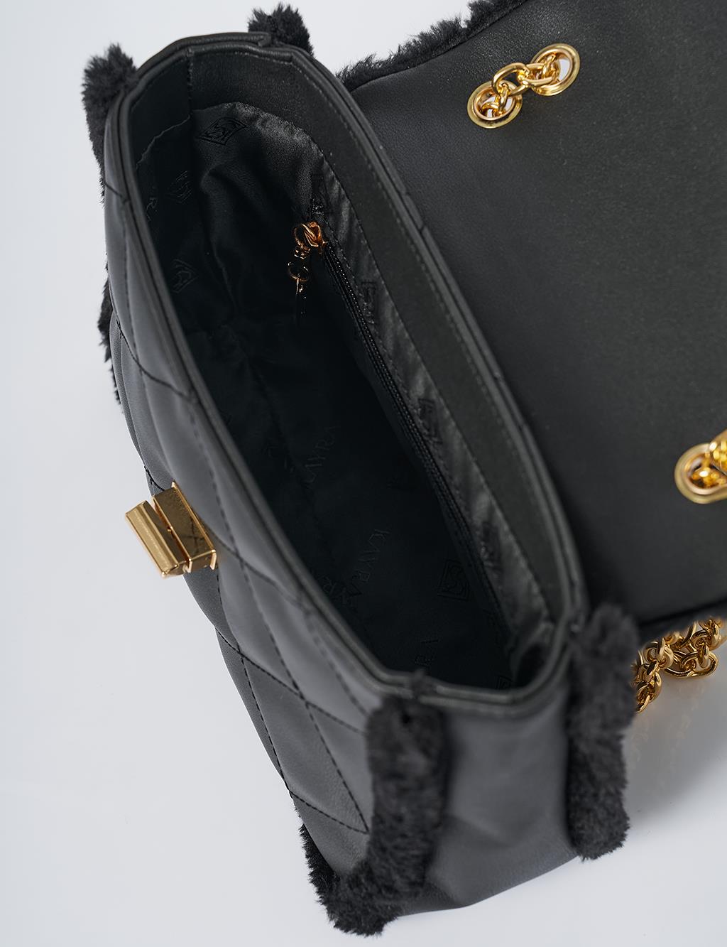 Covered Plush Bag Black