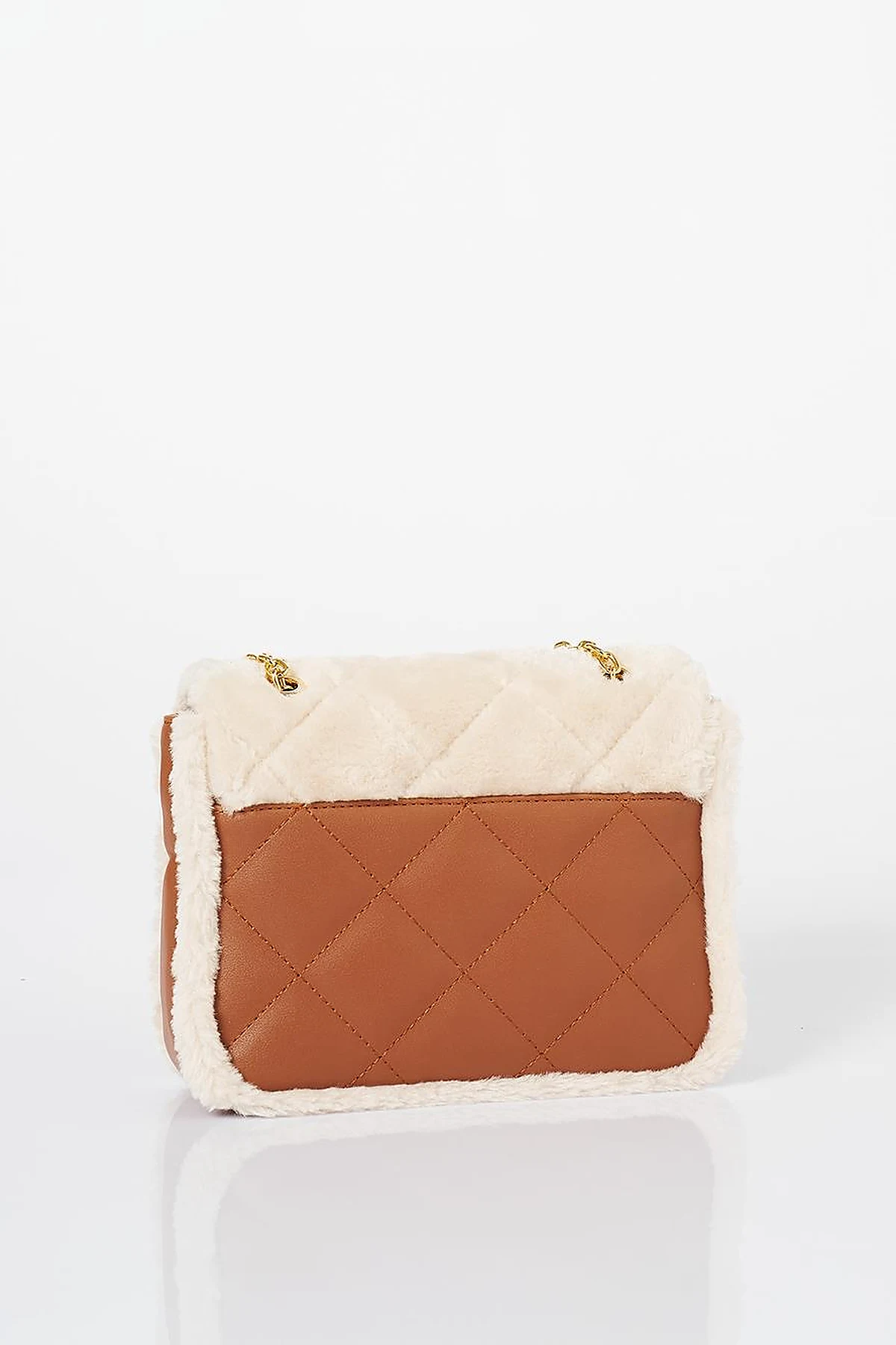 Kapaklı Peluş Çanta Camel 