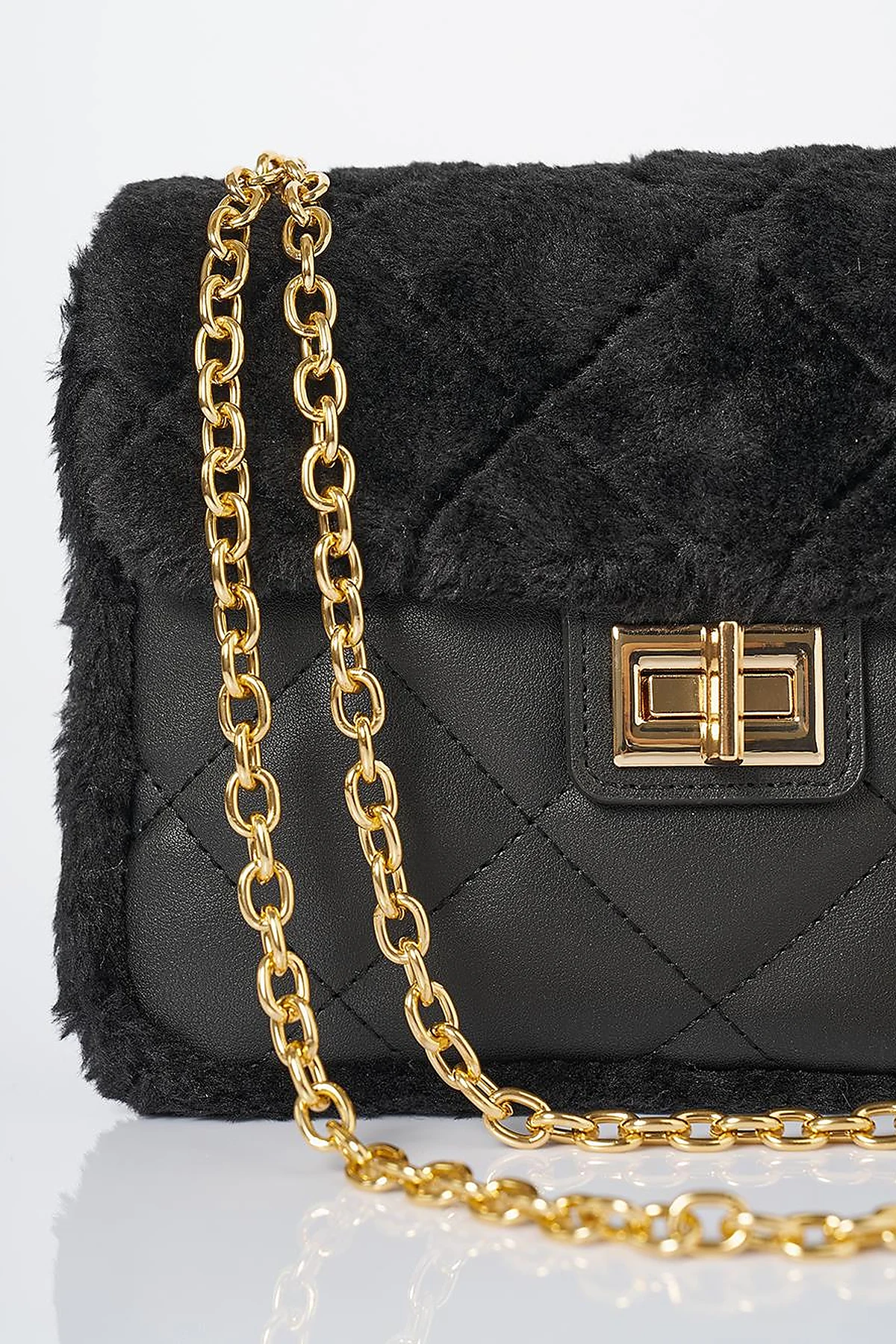 Covered Plush Bag Black