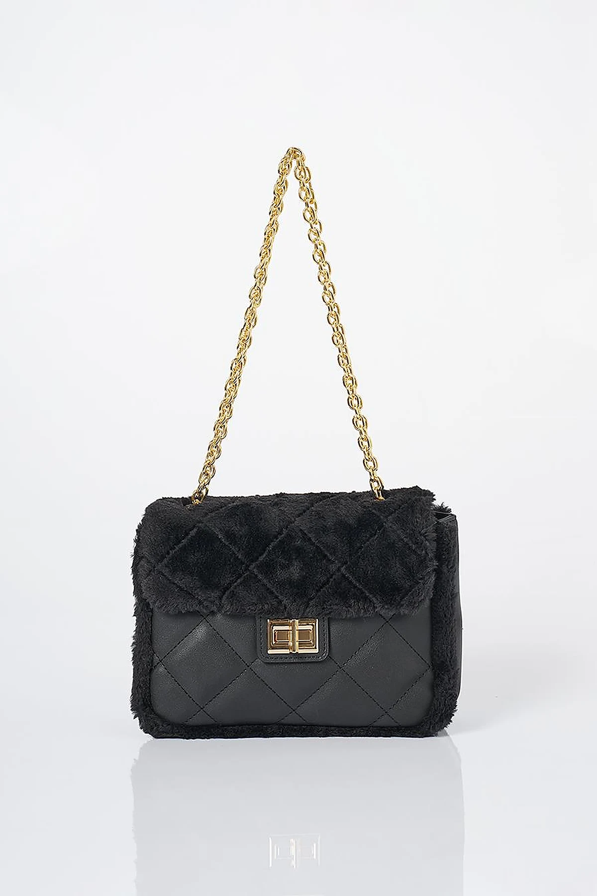 Covered Plush Bag Black
