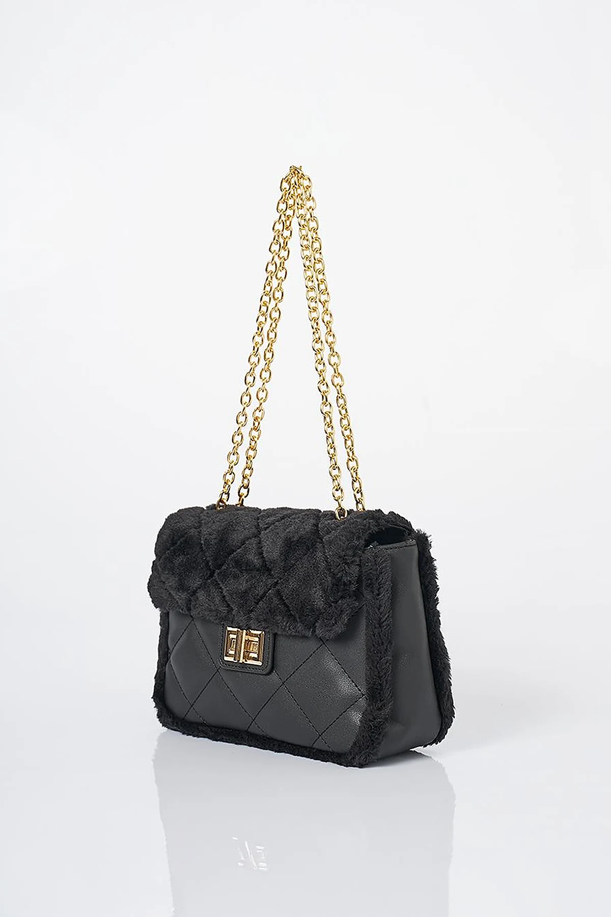 Covered Plush Bag Black