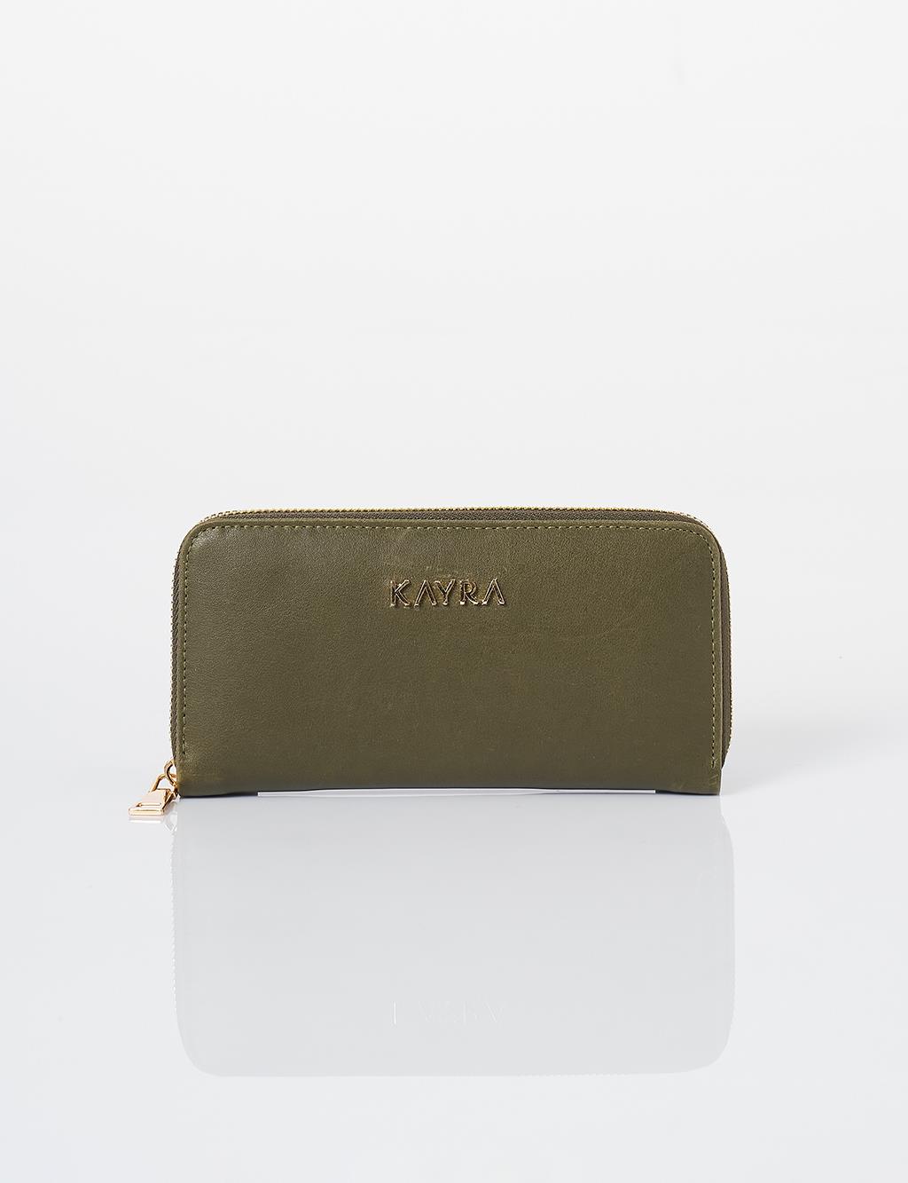 Artificial Leather Rectangular Form Wallet Green