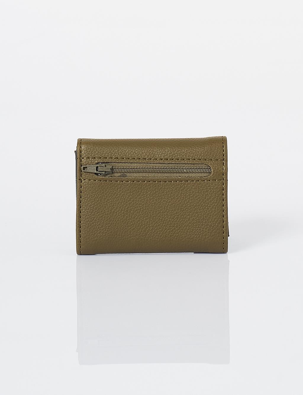 Artificial Leather Square Form Wallet Green