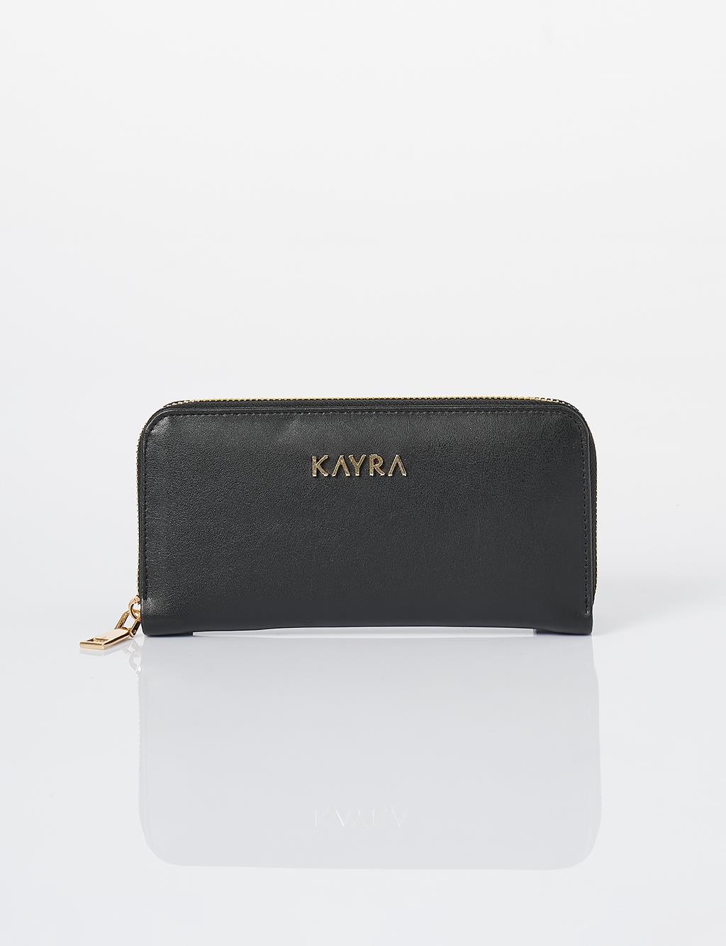 Artificial Leather Rectangular Form Wallet Black