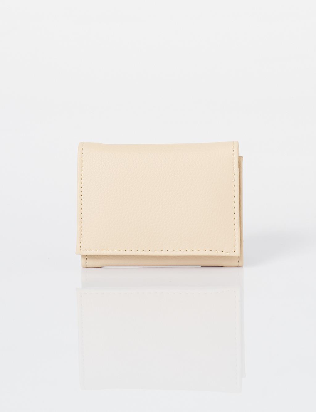 Artificial Leather Square Form Wallet Cream