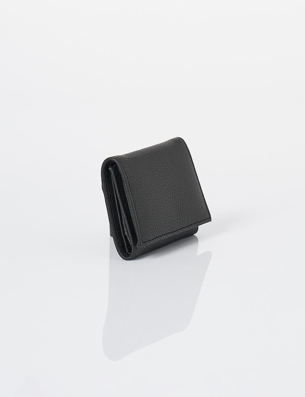 Artificial Leather Square Form Wallet Black