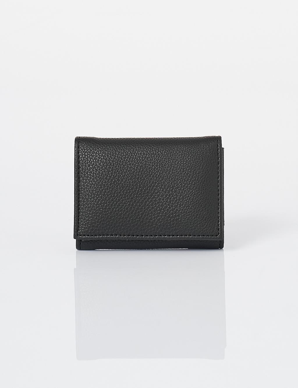 Artificial Leather Square Form Wallet Black