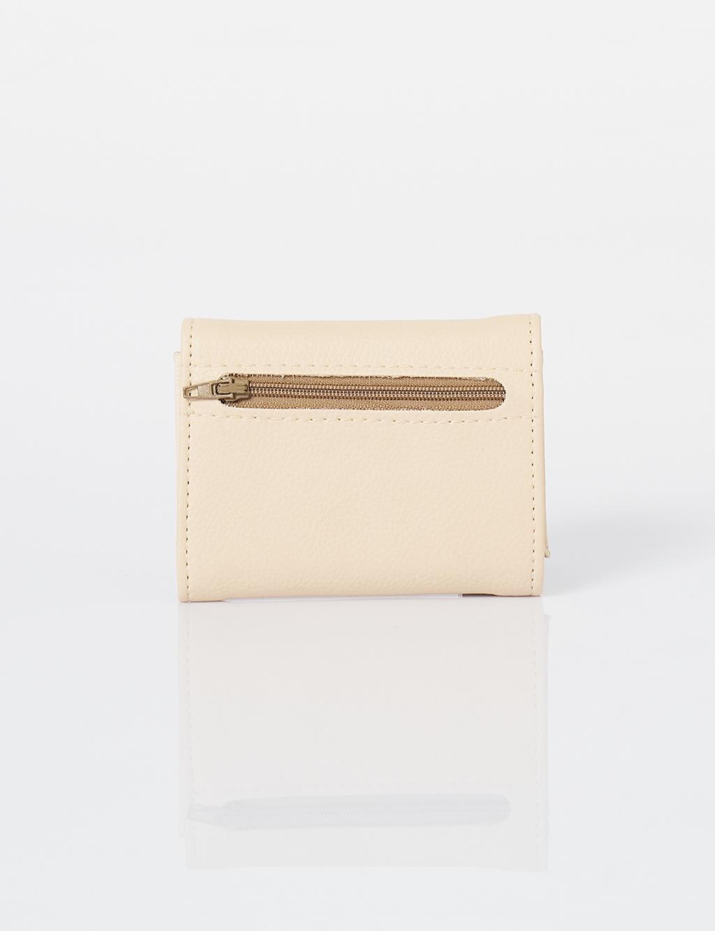 Artificial Leather Square Form Wallet Cream