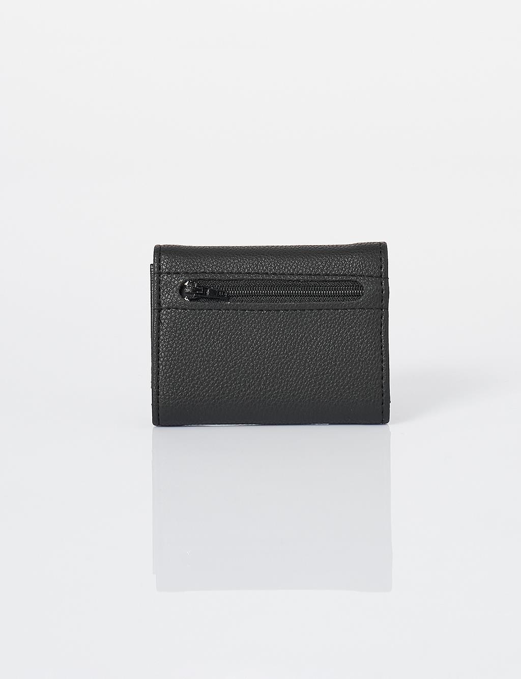 Artificial Leather Square Form Wallet Black