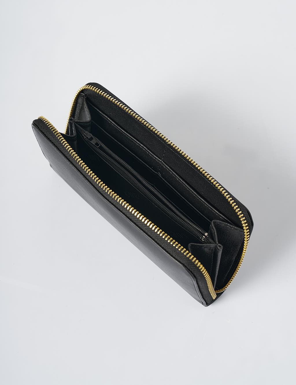 Artificial Leather Rectangular Form Wallet Black