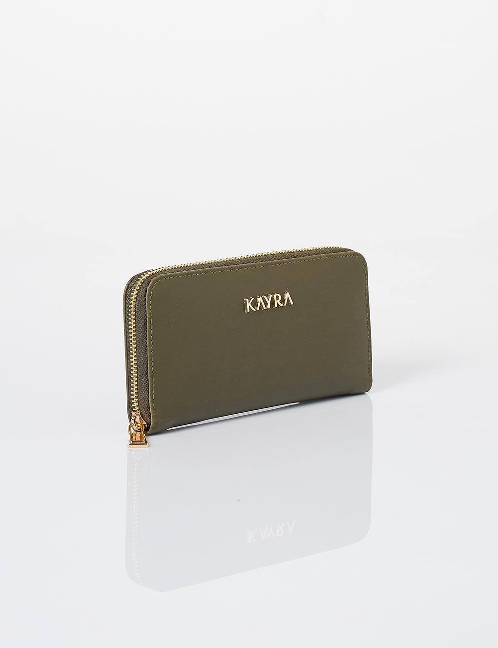 Artificial Leather Rectangular Form Wallet Green