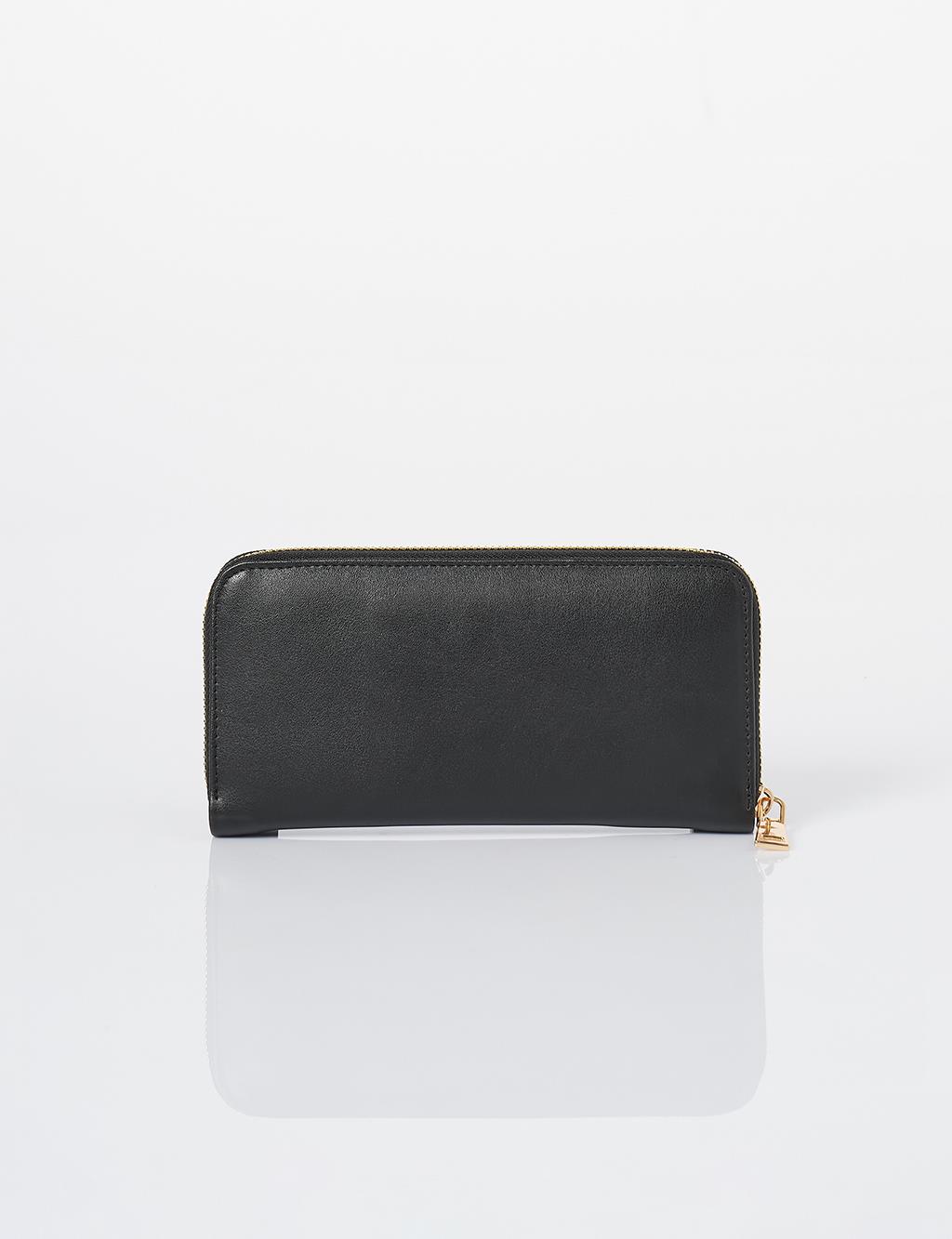 Artificial Leather Rectangular Form Wallet Black