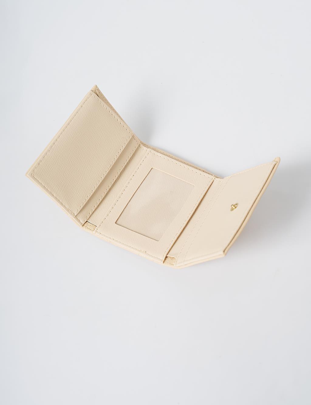 Artificial Leather Square Form Wallet Cream