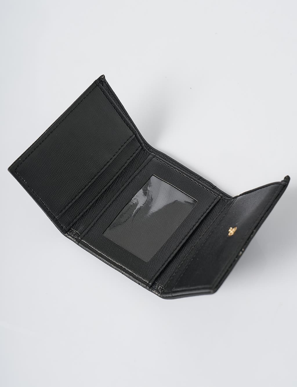 Artificial Leather Square Form Wallet Black