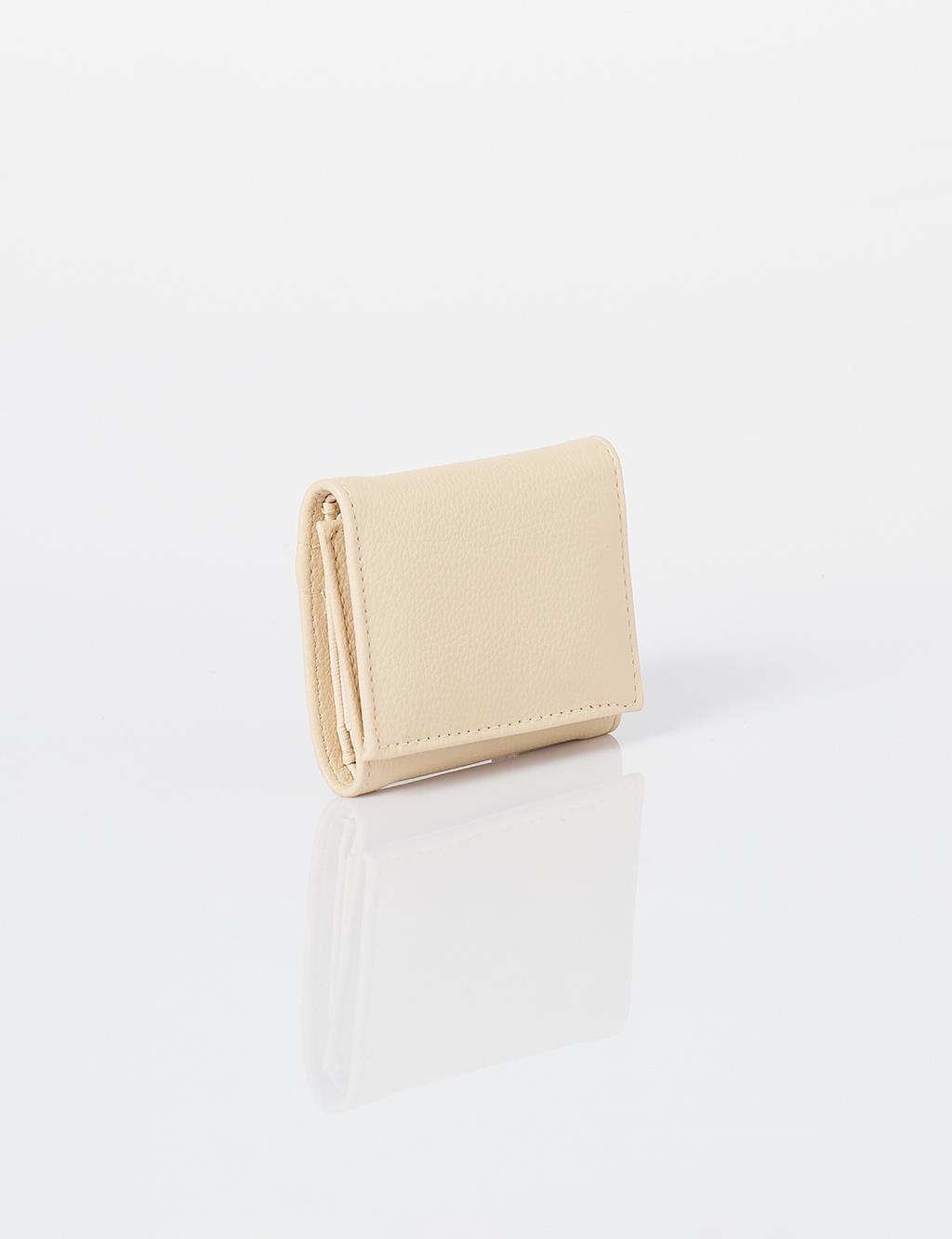 Artificial Leather Square Form Wallet Cream