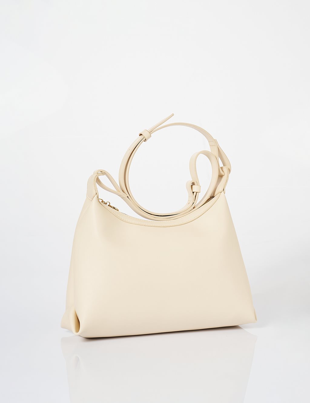 Faux Leather Hobo Bag Beige