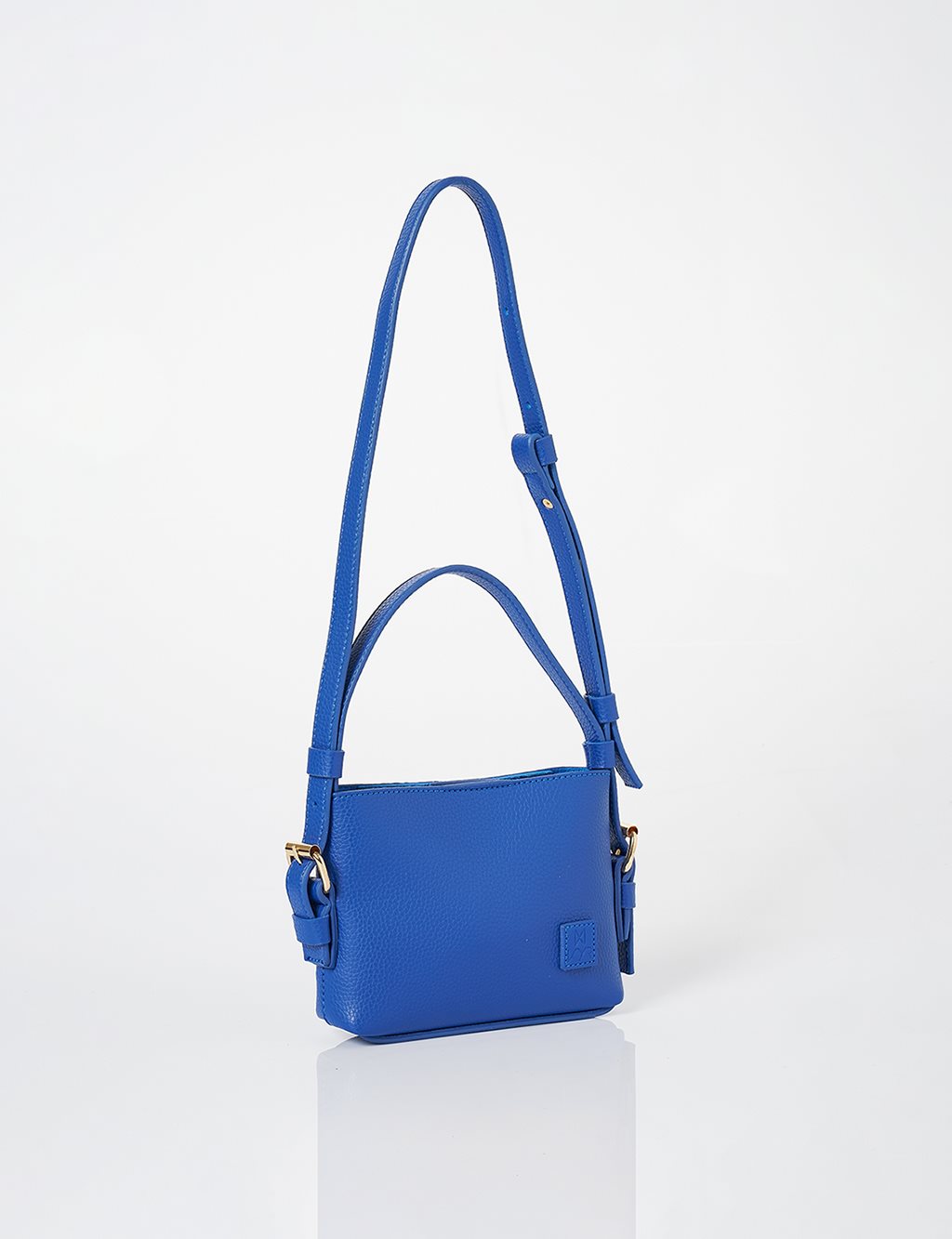 Handle Faux Leather Shoulder Bag Cobalt Blue